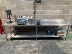 Stainless Steel Table With Vice, Pillar Drill And Grinder - No Reserve