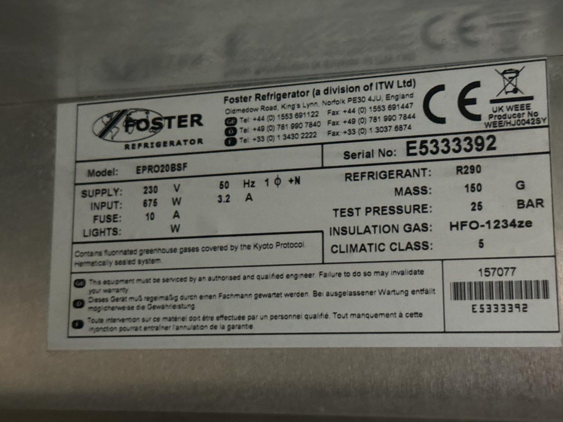 Foster Bakery Freezer - No Reserve - Image 6 of 7