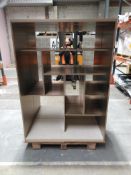 Shelving Unit with Storage Units & Lockable Doors - Mirror Backing
