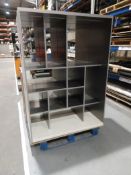 Shelving Unit with Storage Units & Lockable Doors - Mirror Backing