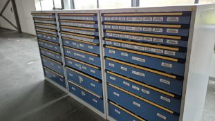 Job Lot of 8 Metal Workshop Cabinets With Drawers