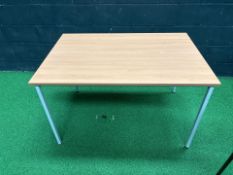 Wooden Table With Grey Metal Legs