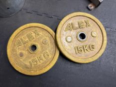 15kg Olympic Bore Plates x2, No Reserve