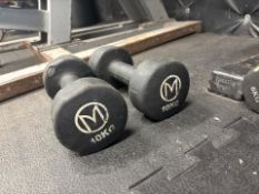 Pair of 10kg Rubber Dumbbells, No Reserve