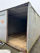 30 Foot Storage Container, one door is detached from the container