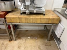 Wooden Butchers Table With Metal Frame