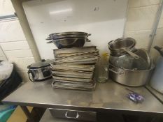 Miscellaneous Lot of Stainless Steel Trays and Pans