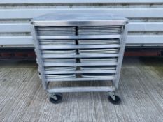 Lockwood RA30-ER6E-S Aluminum 15-Sheet Pan Rack With Trays, NSF, End Load, 27