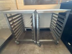 2 x Stainless Steel Tray Trollies