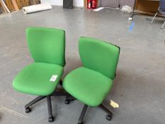 Pair Of Adjustable Office Chairs Green
