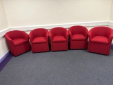 Pledge Red Fabric Tub Chair x5