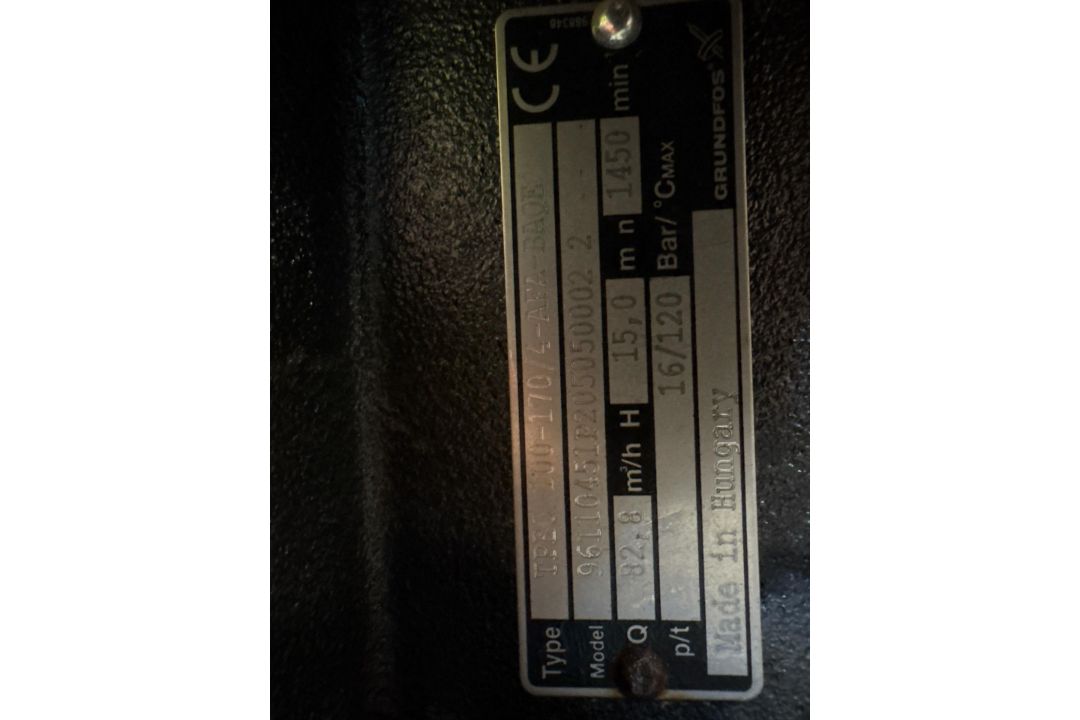 Grundfos TPE 100-170/4 Inline Pump, 5.5kW, DN100, 82.8 mÂ³/h, 16 bar, 3~ 380-415V, IP55 - Image 7 of 8
