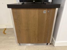 Brown Wooden Cupboard With Black Top
