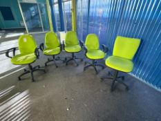 5 x Green Adjustable Office Chairs