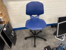 Blue Plastic Office Chair With Wheels x4