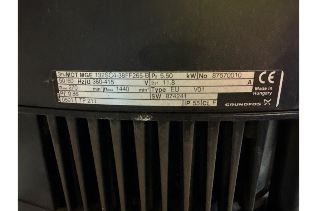 Grundfos TPE 100-170/4 Inline Pump, 5.5kW, DN100, 82.8 mÂ³/h, 16 bar, 3~ 380-415V, IP55 - Image 3 of 8
