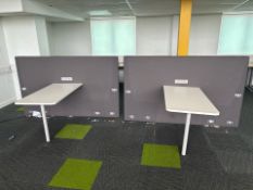 White Desk With Privacy Divider x2