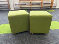 Pair Of Green Fabric Stools