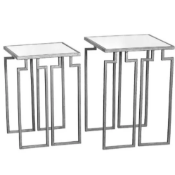 Gin Shu Silver Gilt Leaf Modern Nest of Tables