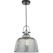 Rhode Large Chrome & Smoked Polished Pendant Light