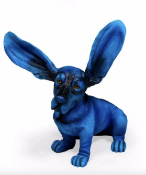 Electric Blue Surprised Basset Ornament