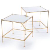 Square Gold Gilt Leaf Gin Shu Metal Nest of Tables