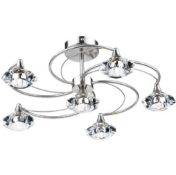 Luther 6 Light Satin Chrome & Crystal Ceiling Light
