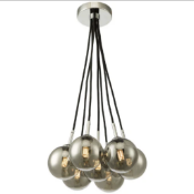 Elpis 7 Light Chrome Smoked Pendant Light