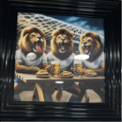 Three Lions On Bench Wall Art