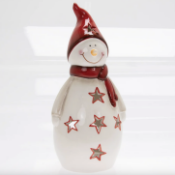 Large Snowman Red Tealight Holder