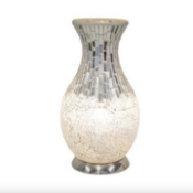 Mosaic Glass Vase Lamp White Pearl