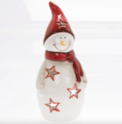 Small Snowman Red Tealight Holder