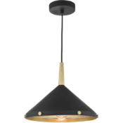Edena 1 Light Matt Black Gold Leaf Pendant Light