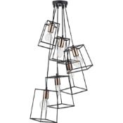 Tower 6 Light Matt Black Copper Cluster Pendant Light