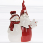 Large Santa & Snowman Red And White