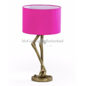Antique Gold Flamingo Leg Table Lamp with Pink Shade