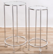 Gin Shu Silver Gilt Leaf Parisienne Metal Nest of Tables