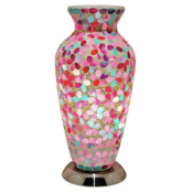 Mosaic Pink Flowered Glass Vase Lamp