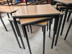 Set Of 3 Wooden Top Table With Metal Legs
