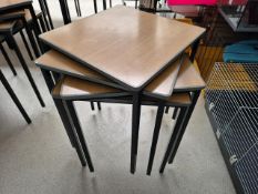 Set Of 4 Wooden Top Table With Metal Legs