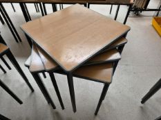 Set Of 4 Tables Wooden Top Table With Metal Legs