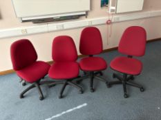 Red Fabric Office Chairs x4