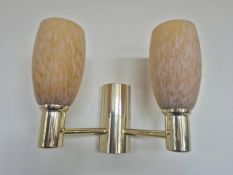 Glass Wall Lights With Gold Effect Fittings x7
