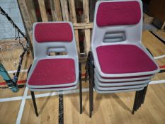 Grey Plastic With Red Fabric Chairs x7