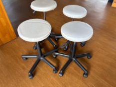 White Faux Leather Wheeled Stool x4