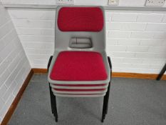 Set Of 4 Plastic Chairs With Fabric Seating And Black Metal Legs