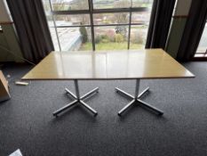 Square Restaurant Table With Metal Legs x2