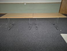 Wooden Top Table With Silver Legs x 2