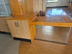 Wooden Mirrored Reception Desk With Cabinet & Chair