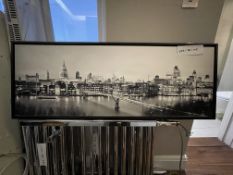 Framed Black & White Artwork of London Float-Mounted